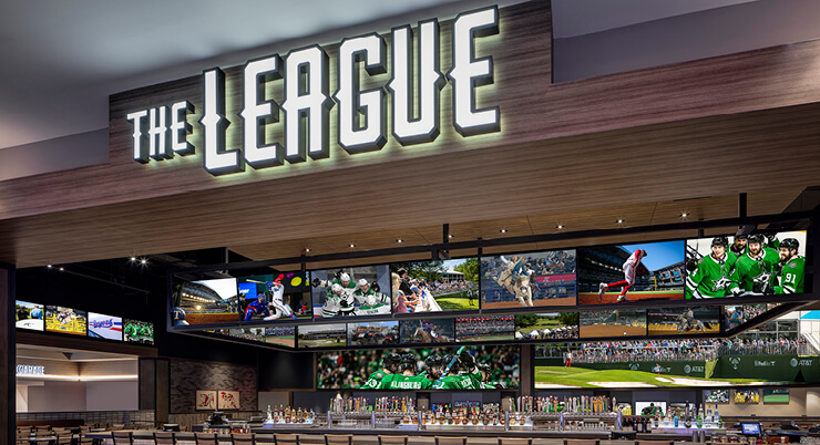 Exterior view of The League sports bar