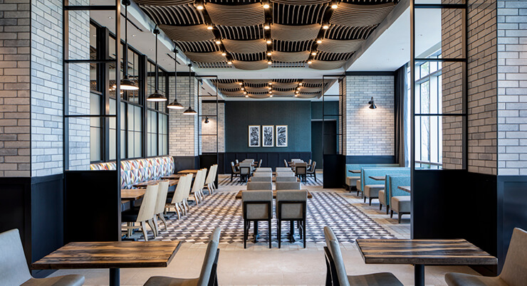 Choctaw hotel lobby interior with dining