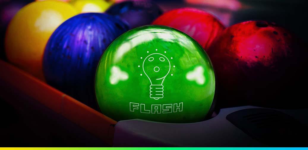 Close-up of Flash Bowling balls at The District