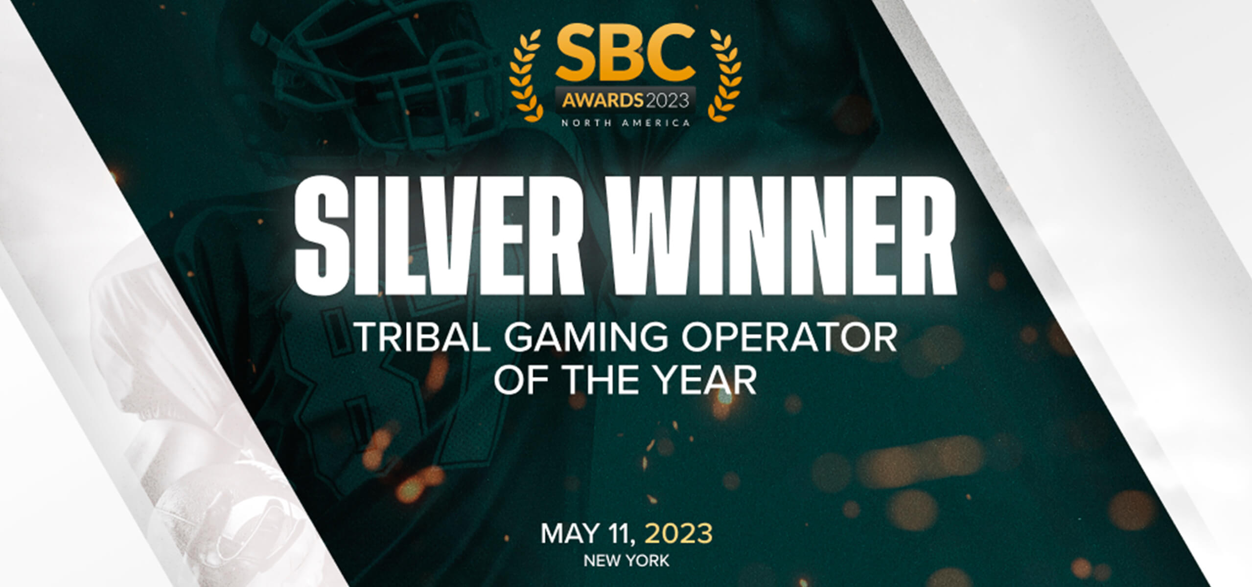 SBC Awards graphic reading ‘Silver Winner – Tribal Gaming Operator of the Year,’ dated May 11, 2023.