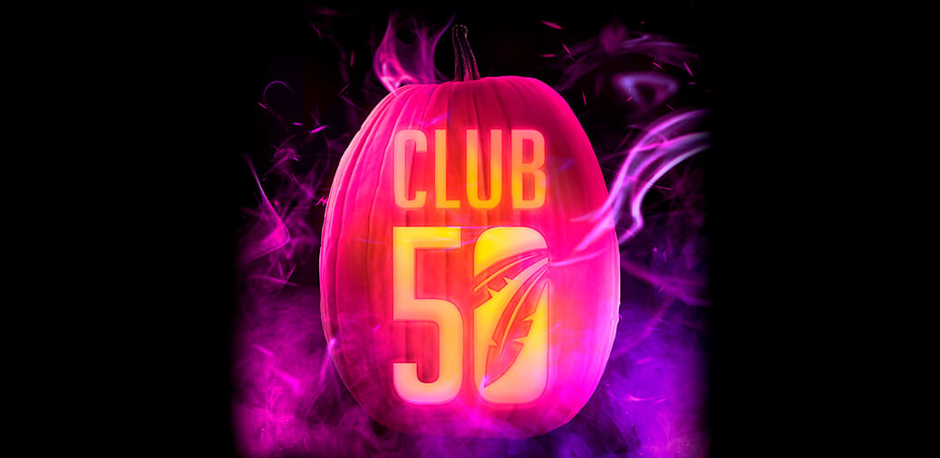 Pumpkin with club 50 logo